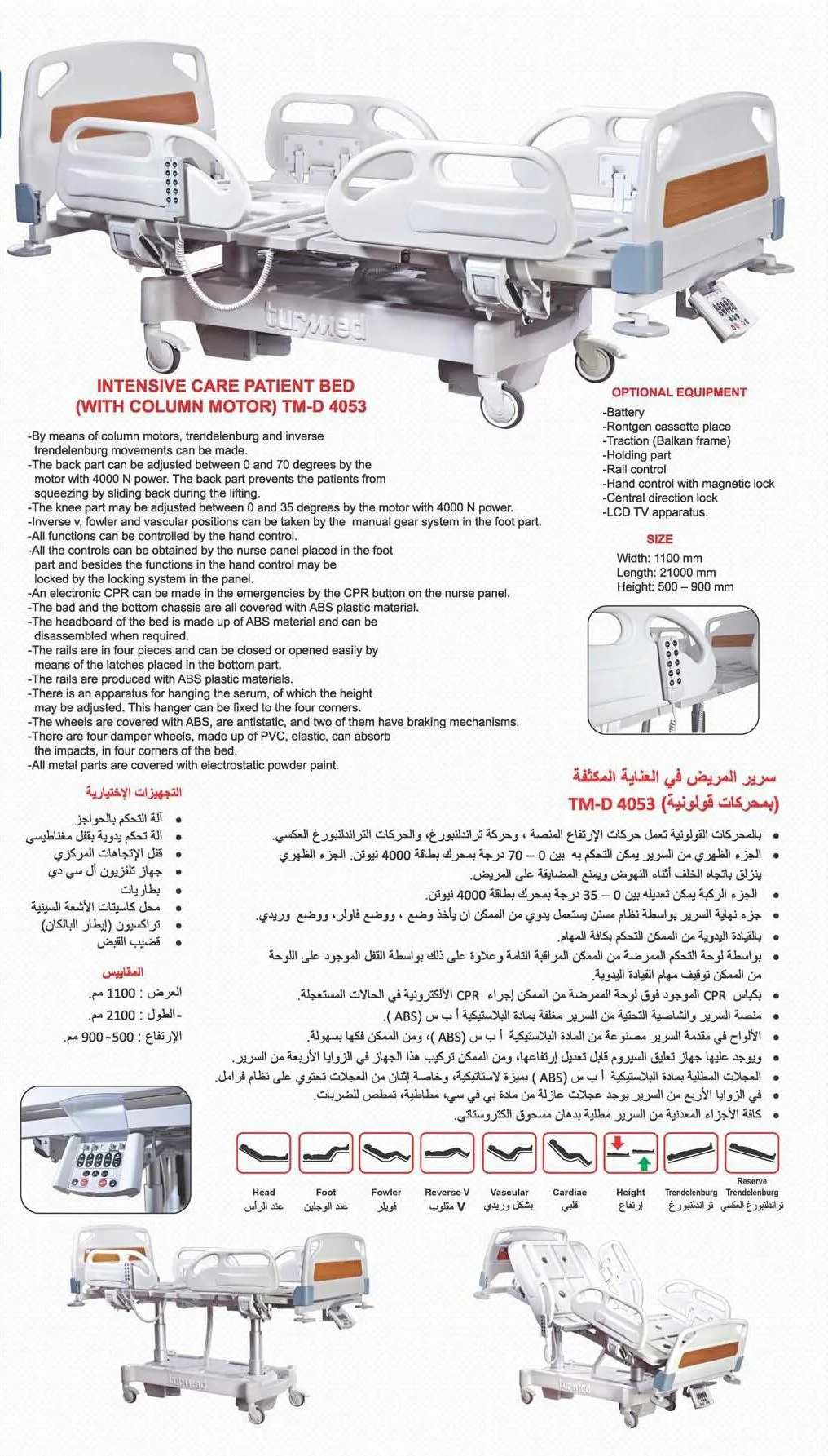Motorized Adjustable ICU & Hospital Patient Bed Model 3 — Hospital Equipment, Clinical Furniture & Medical Supplies | AFRIMEKS Foreign Trade