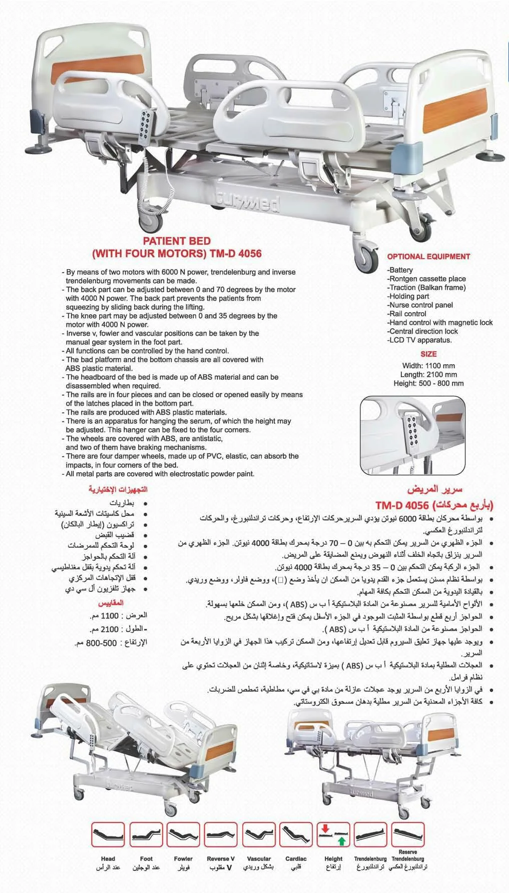 Motorized Adjustable ICU & Hospital Patient Bed Model 5 — Hospital Equipment, Clinical Furniture & Medical Supplies | AFRIMEKS Foreign Trade