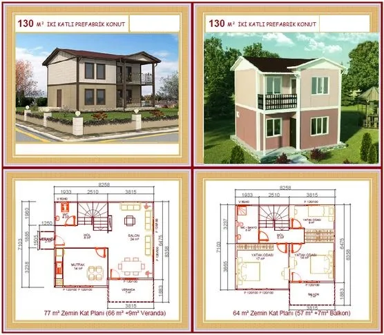 130m² Two-Storey Modular Prefabricated Residential Villa — Prefabricated Houses, Modular Homes & Site Buildings | AFRIMEKS Foreign Trade