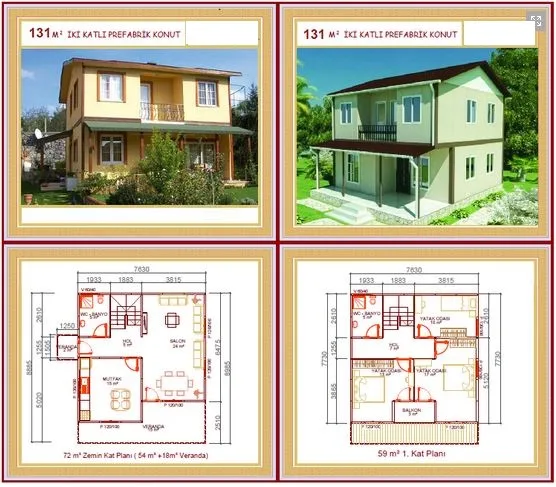 131m² Two-Storey Modular Prefabricated Residential Villa — Prefabricated Houses, Modular Homes & Site Buildings | AFRIMEKS Foreign Trade