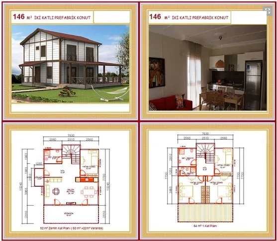 146m² Two-Storey Modular Prefabricated Residential Villa — Prefabricated Houses, Modular Homes & Site Buildings | AFRIMEKS Foreign Trade