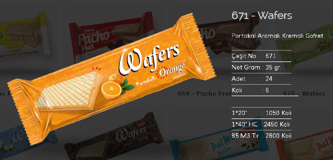 Palmiye Chocolate Coated Biscuits & Wafers Model 18 — Food, Pulses & Fast-Moving Consumer Goods | AFRIMEKS Foreign Trade