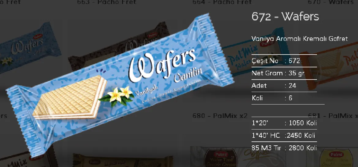 Palmiye Chocolate Coated Biscuits & Wafers Model 130 — Food, Pulses & Fast-Moving Consumer Goods | AFRIMEKS Foreign Trade