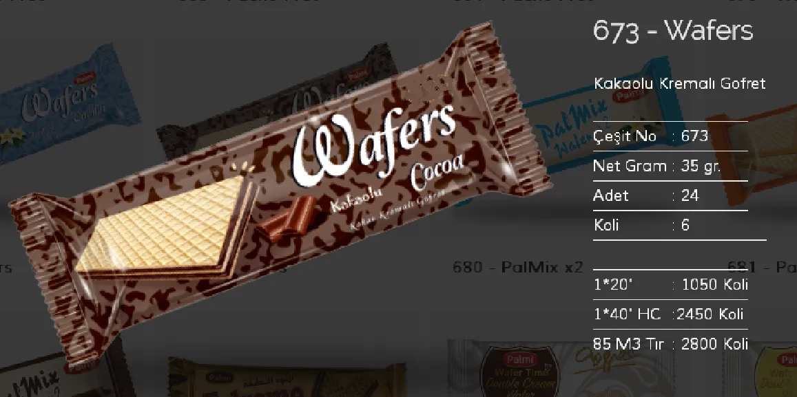 Palmiye Chocolate Coated Biscuits & Wafers Model 26 — Food, Pulses & Fast-Moving Consumer Goods | AFRIMEKS Foreign Trade