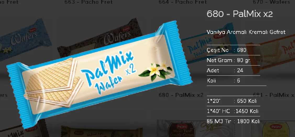 Palmiye Chocolate Coated Biscuits & Wafers Model 55 — Food, Pulses & Fast-Moving Consumer Goods | AFRIMEKS Foreign Trade