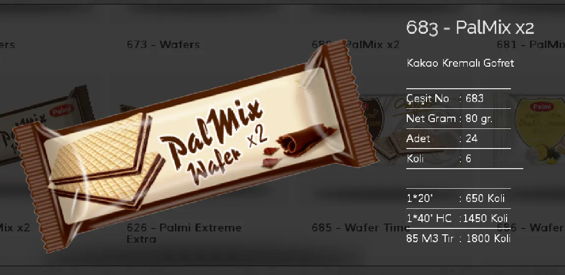 Palmiye Chocolate Coated Biscuits & Wafers Model 12 — Food, Pulses & Fast-Moving Consumer Goods | AFRIMEKS Foreign Trade