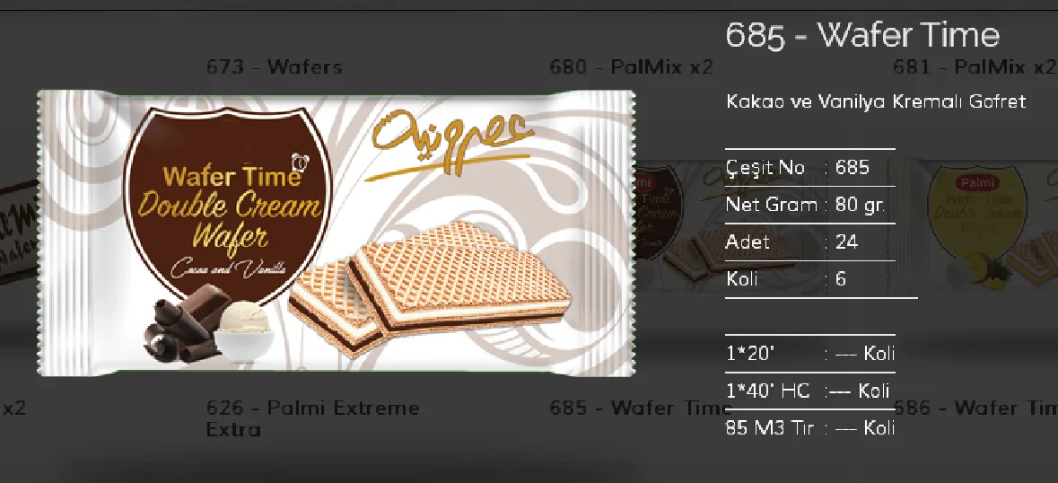 Palmiye Chocolate Coated Biscuits & Wafers Model 8 — Food, Pulses & Fast-Moving Consumer Goods | AFRIMEKS Foreign Trade