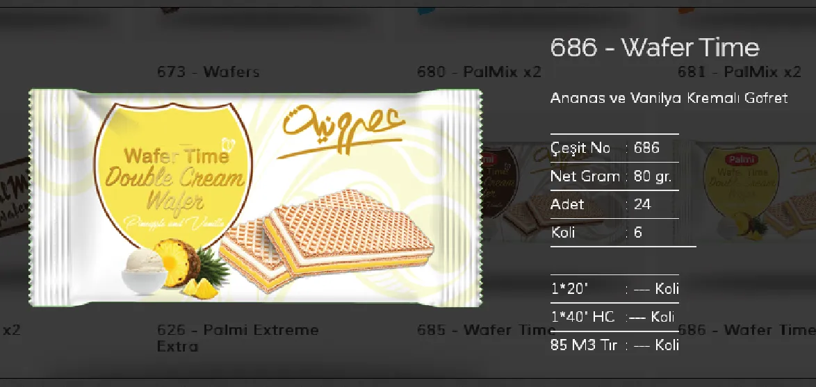 Palmiye Chocolate Coated Biscuits & Wafers Model 107 — Food, Pulses & Fast-Moving Consumer Goods | AFRIMEKS Foreign Trade