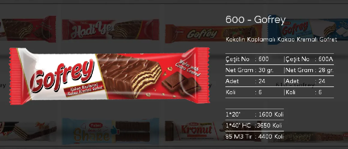 Palmiye Chocolate Coated Biscuits & Wafers Model 70 — Food, Pulses & Fast-Moving Consumer Goods | AFRIMEKS Foreign Trade