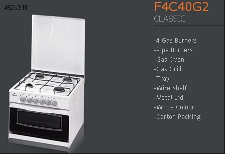 4-Burner Gas Freestanding Cooker & Grill (LPG/Natural Gas) Model 56 — Major Appliances, Refrigeration & Consumer Electronics | AFRIMEKS Foreign Trade