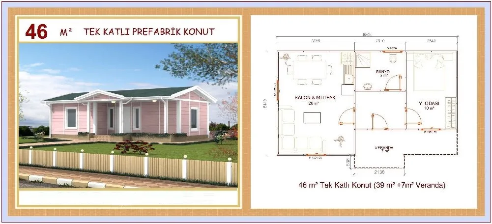 46m² Single-Storey Modular Prefabricated Residential Villa — Prefabricated Houses, Modular Homes & Site Buildings | AFRIMEKS Foreign Trade