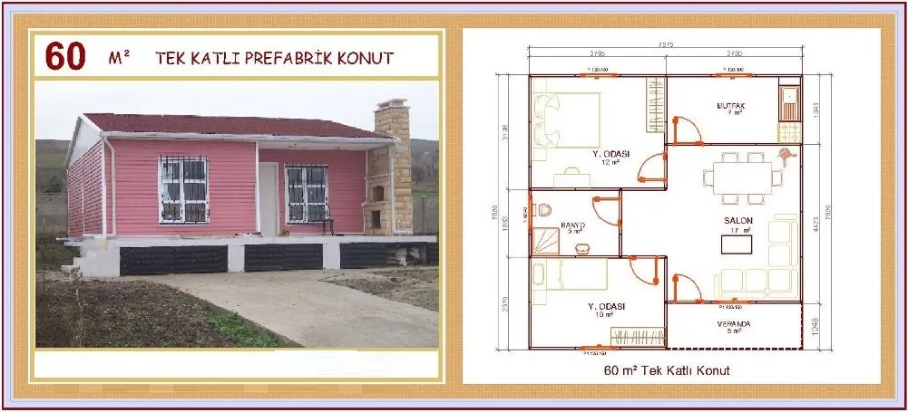 60m² Single-Storey Modular Prefabricated Residential Villa — Prefabricated Houses, Modular Homes & Site Buildings | AFRIMEKS Foreign Trade