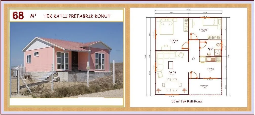 68m² Single-Storey Modular Prefabricated Residential Villa — Prefabricated Houses, Modular Homes & Site Buildings | AFRIMEKS Foreign Trade