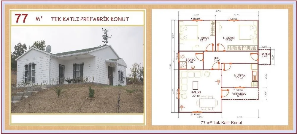 77m² Single-Storey Modular Prefabricated Residential Villa — Prefabricated Houses, Modular Homes & Site Buildings | AFRIMEKS Foreign Trade