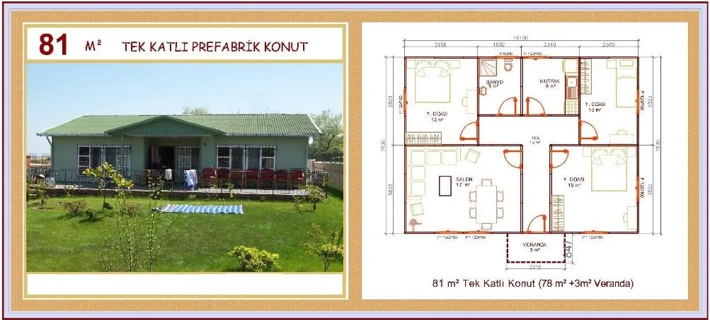 81m² Single-Storey Modular Prefabricated Residential Villa — Prefabricated Houses, Modular Homes & Site Buildings | AFRIMEKS Foreign Trade