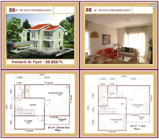 88m² Two-Storey Modular Prefabricated Residential Villa — Prefabricated Houses, Modular Homes & Site Buildings | AFRIMEKS Foreign Trade