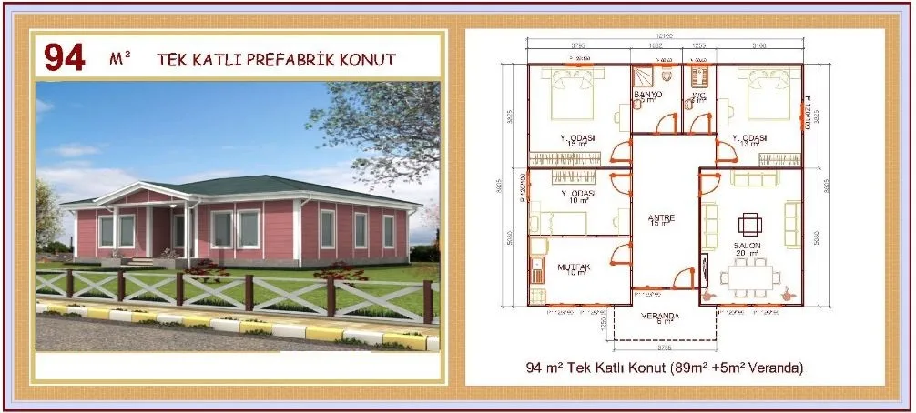 94m² Single-Storey Modular Prefabricated Residential Villa — Prefabricated Houses, Modular Homes & Site Buildings | AFRIMEKS Foreign Trade