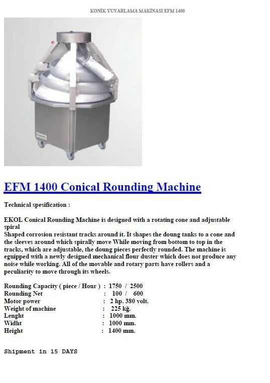 Conical Dough Rounding & Shaping Machine — Industrial Manufacturing & Factory Production Machinery | AFRIMEKS Foreign Trade
