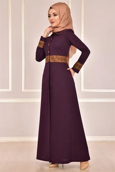 Peter Pan Collar Abaya Plum — Export Series 5 — Women's Fashion, Evening Gowns, Modest Wear & Hajj Clothing | AFRIMEKS Foreign Trade