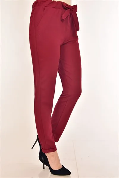 Elastic Waist with Pockets Trousers Burgundy — Export Series 1 — Women's Fashion, Evening Gowns, Modest Wear & Hajj Clothing | AFRIMEKS Foreign Trade