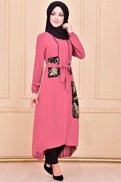 Full-Length Buttoned Modest Long Coat Pink Ayd6013 — Export Series 2 — Women's Fashion, Evening Gowns, Modest Wear & Hajj Clothing | AFRIMEKS Foreign Trade