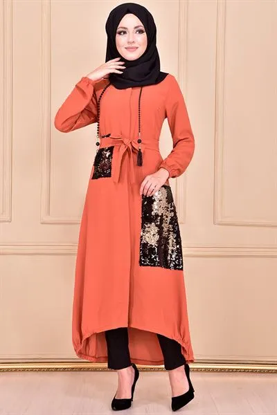 Full-Length Buttoned Modest Long Coat Orange Ayd6013 — Export Series 1 — Women's Fashion, Evening Gowns, Modest Wear & Hajj Clothing | AFRIMEKS Foreign Trade