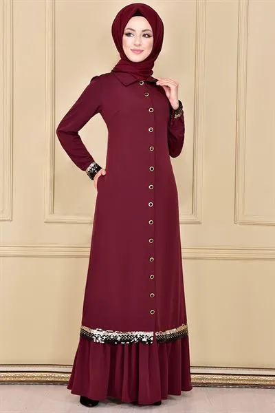 Full-Length Buttoned Sequin Abaya Navy Blue — Export Series 4 — Women's Fashion, Evening Gowns, Modest Wear & Hajj Clothing | AFRIMEKS Foreign Trade