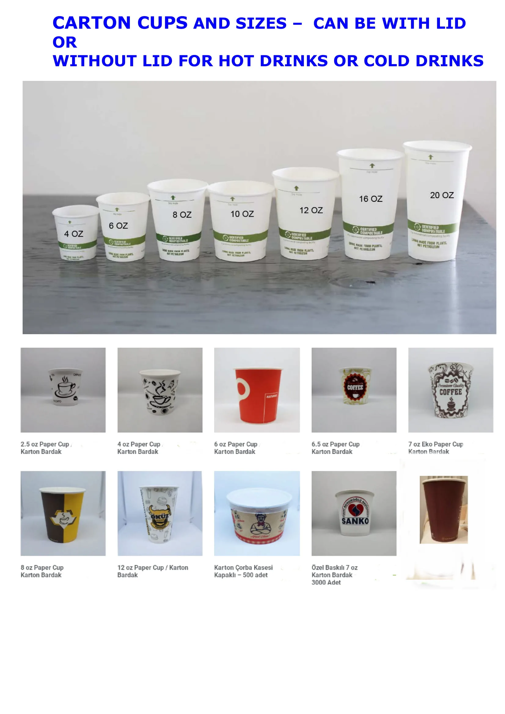 Custom Printed Hot/Cold Paper Cup Series Size 9 — Disposable Packaging, Paper Cups & Stationery | AFRIMEKS Foreign Trade