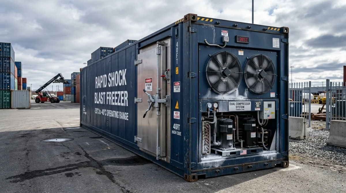 20FT Quick Shock Blast Freezer Container (-35°C / -40°C) — Mobile Cold Storage & Blast Freezer Containers | AFRIMEKS Foreign Trade