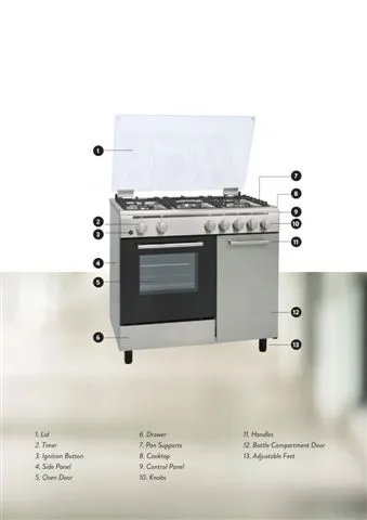4-Burner Gas Freestanding Cooker & Grill (LPG/Natural Gas) Model 40 — Major Appliances, Refrigeration & Consumer Electronics | AFRIMEKS Foreign Trade