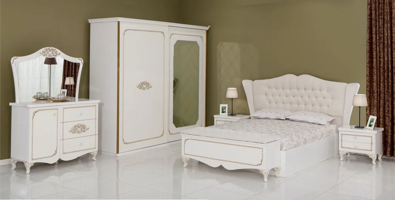 Golden Luxury Wooden Bedroom Set & Wardrobe — Furniture, Bedroom Suites, Sofa Sets & Carpets | AFRIMEKS Foreign Trade