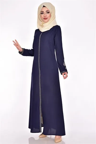 Cross-Stitch Embroidered Abaya Navy Blue — Export Series 2 — Women's Fashion, Evening Gowns, Modest Wear & Hajj Clothing | AFRIMEKS Foreign Trade