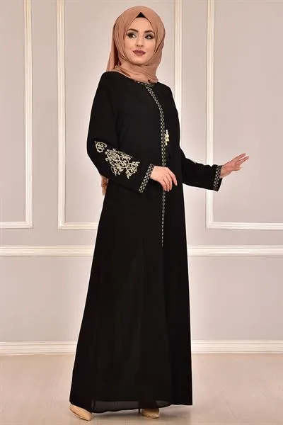Cross-Stitch Embroidered Abaya Black — Export Series 10 — Women's Fashion, Evening Gowns, Modest Wear & Hajj Clothing | AFRIMEKS Foreign Trade