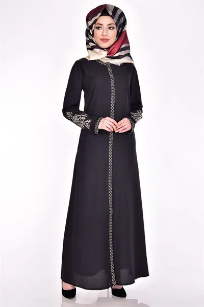 Cross-Stitch Embroidered Abaya Black — Export Series 13 — Women's Fashion, Evening Gowns, Modest Wear & Hajj Clothing | AFRIMEKS Foreign Trade