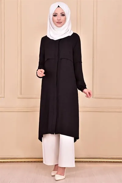 Hooded with Pockets Tunic Black Ayd6099 — Export Series 1 — Women's Fashion, Evening Gowns, Modest Wear & Hajj Clothing | AFRIMEKS Foreign Trade