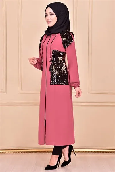 Hooded Modest Long Coat Pink Ayd6022 B — Export Series 7 — Women's Fashion, Evening Gowns, Modest Wear & Hajj Clothing | AFRIMEKS Foreign Trade