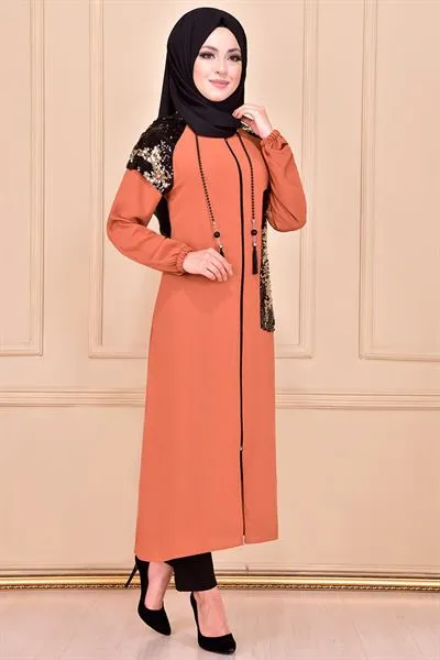 Hooded Modest Long Coat Orange Ayd6022 — Export Series 3 — Women's Fashion, Evening Gowns, Modest Wear & Hajj Clothing | AFRIMEKS Foreign Trade