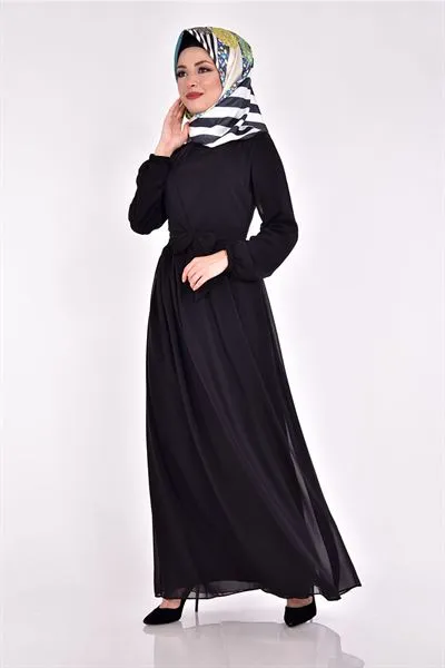 Cross-Over Neck Chiffon Dress Black Eng5032 — Export Series 14 — Women's Fashion, Evening Gowns, Modest Wear & Hajj Clothing | AFRIMEKS Foreign Trade