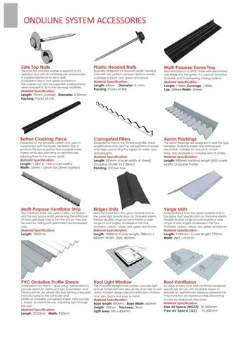Onduline Waterproof Roofing Sheets & Accessories Model 63 — Construction Materials, Steel Security Doors & Building Profiles | AFRIMEKS Foreign Trade