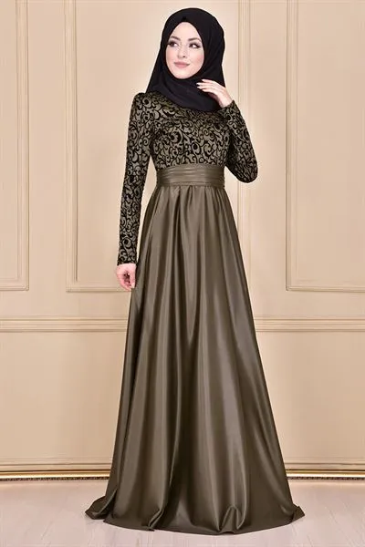 Princess Evening Gown Khaki Green Asm11042 — Export Series 16 — Women's Fashion, Evening Gowns, Modest Wear & Hajj Clothing | AFRIMEKS Foreign Trade