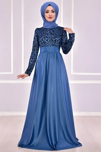 Princess Evening Gown Petrol Blue — Export Series 53 — Women's Fashion, Evening Gowns, Modest Wear & Hajj Clothing | AFRIMEKS Foreign Trade