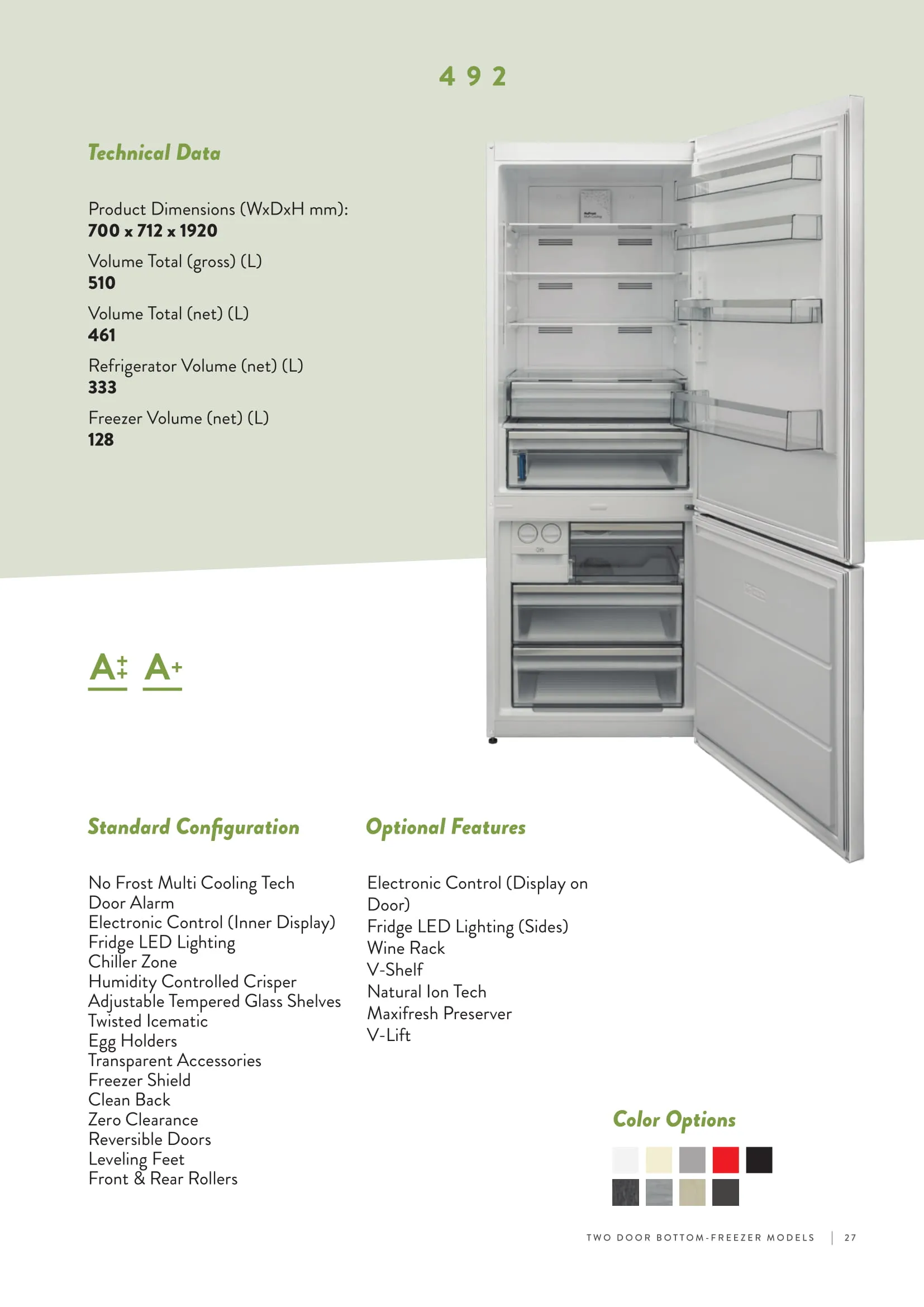 No-Frost Double Door Export Refrigerator (Tropical Climate) Model 44 — Major Appliances, Refrigeration & Consumer Electronics | AFRIMEKS Foreign Trade