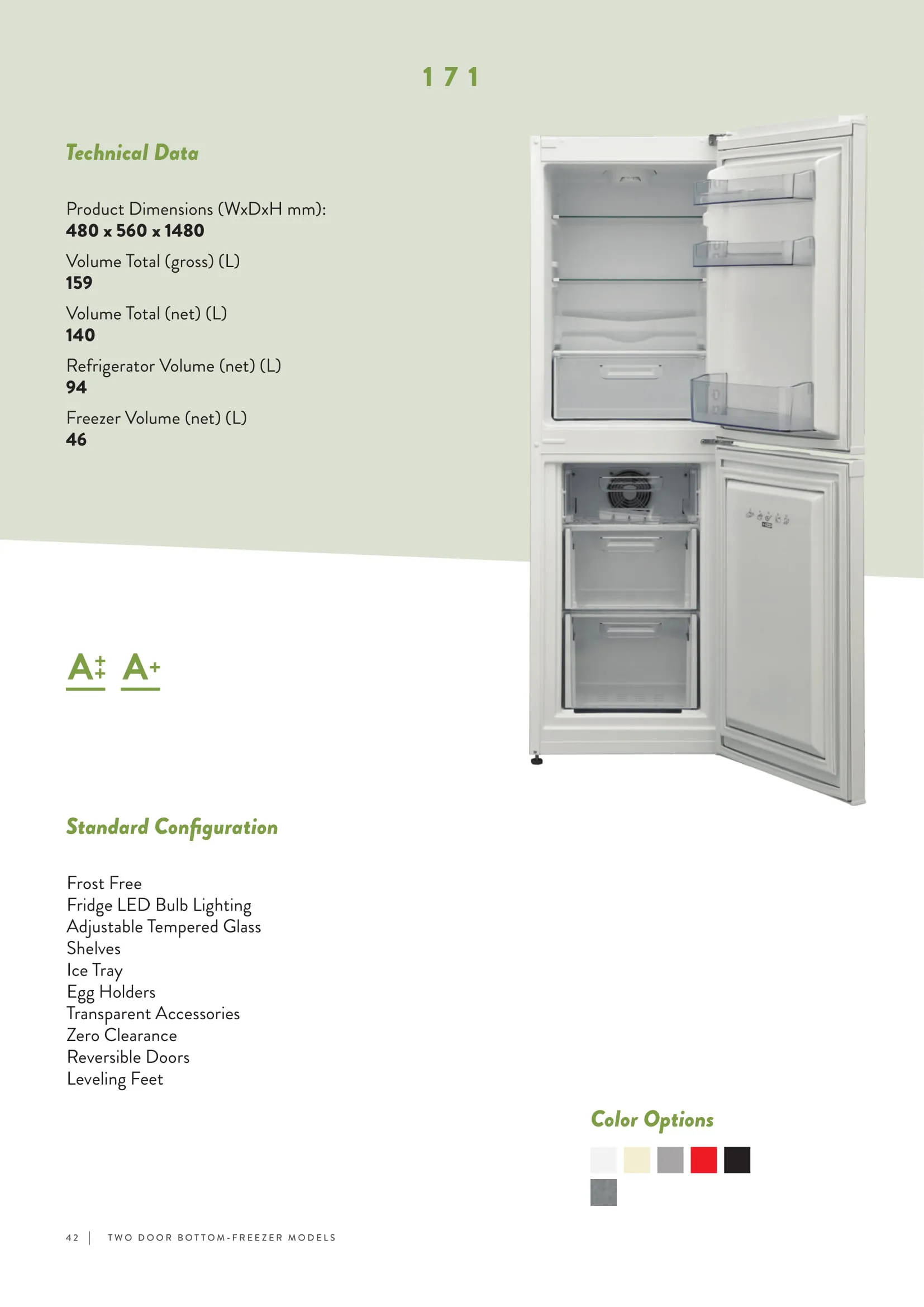No-Frost Double Door Export Refrigerator (Tropical Climate) Model 135 — Major Appliances, Refrigeration & Consumer Electronics | AFRIMEKS Foreign Trade