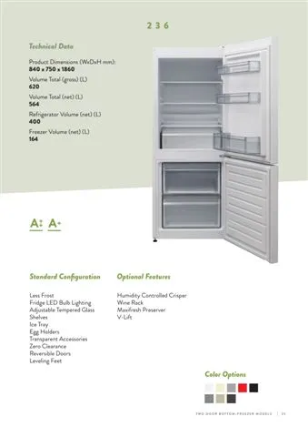 No-Frost Double Door Export Refrigerator (Tropical Climate) Model 190 — Major Appliances, Refrigeration & Consumer Electronics | AFRIMEKS Foreign Trade