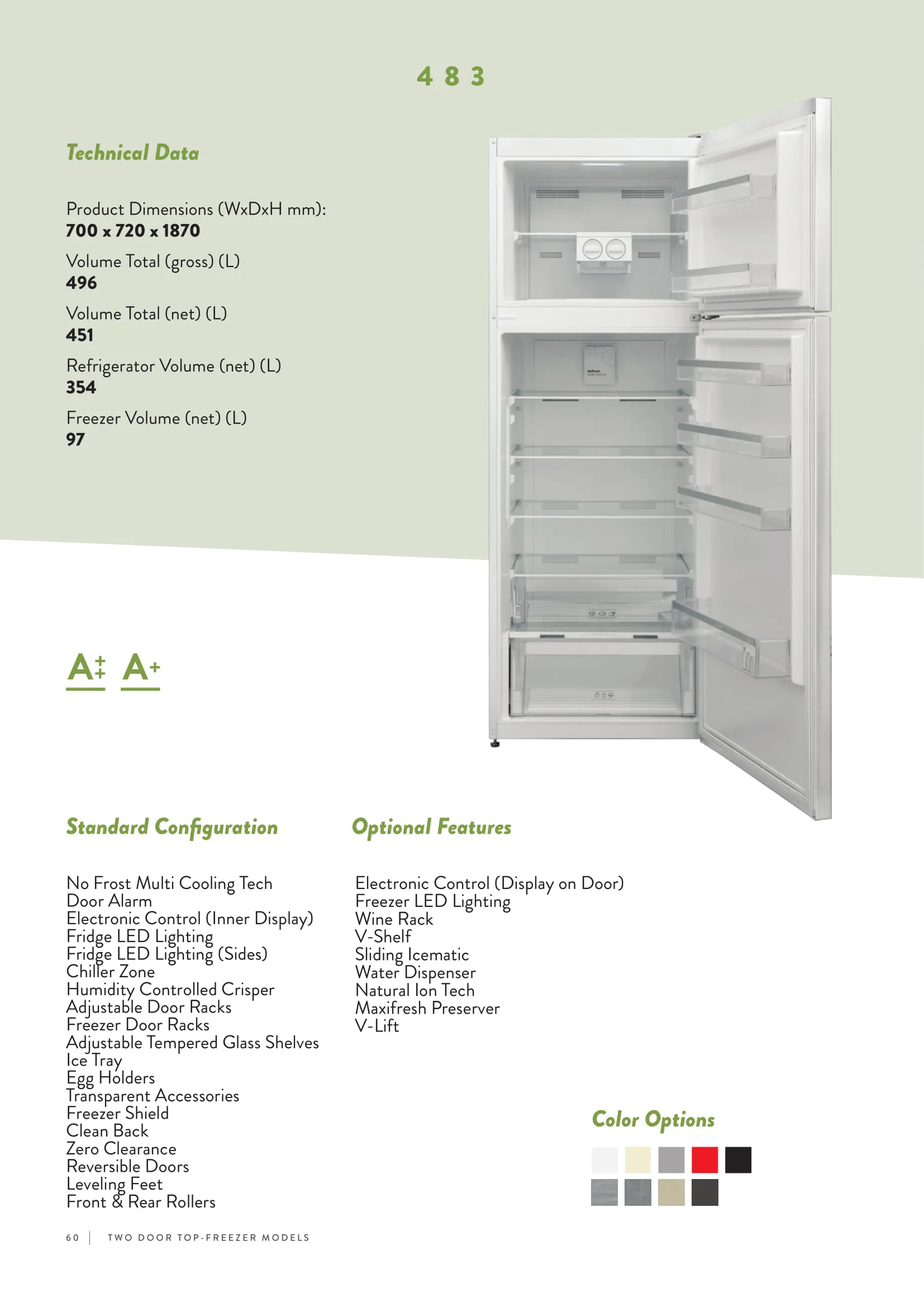 No-Frost Double Door Export Refrigerator (Tropical Climate) Model 39 — Major Appliances, Refrigeration & Consumer Electronics | AFRIMEKS Foreign Trade