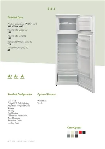 No-Frost Double Door Export Refrigerator (Tropical Climate) Model 54 — Major Appliances, Refrigeration & Consumer Electronics | AFRIMEKS Foreign Trade