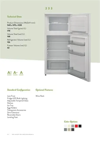 No-Frost Double Door Export Refrigerator (Tropical Climate) Model 183 — Major Appliances, Refrigeration & Consumer Electronics | AFRIMEKS Foreign Trade