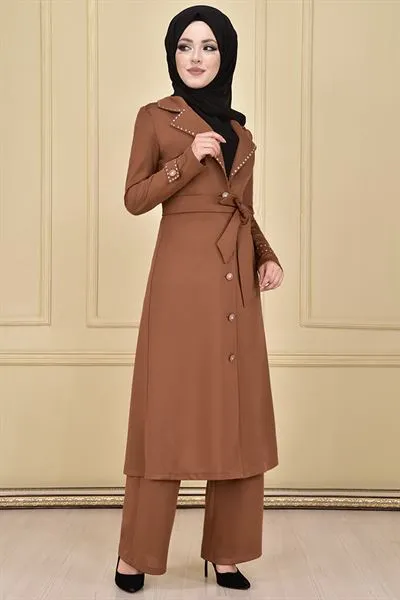 Pointed Collar Buttoned Ensemble Set Black Asm2190 — Export Series 3 — Women's Fashion, Evening Gowns, Modest Wear & Hajj Clothing | AFRIMEKS Foreign Trade