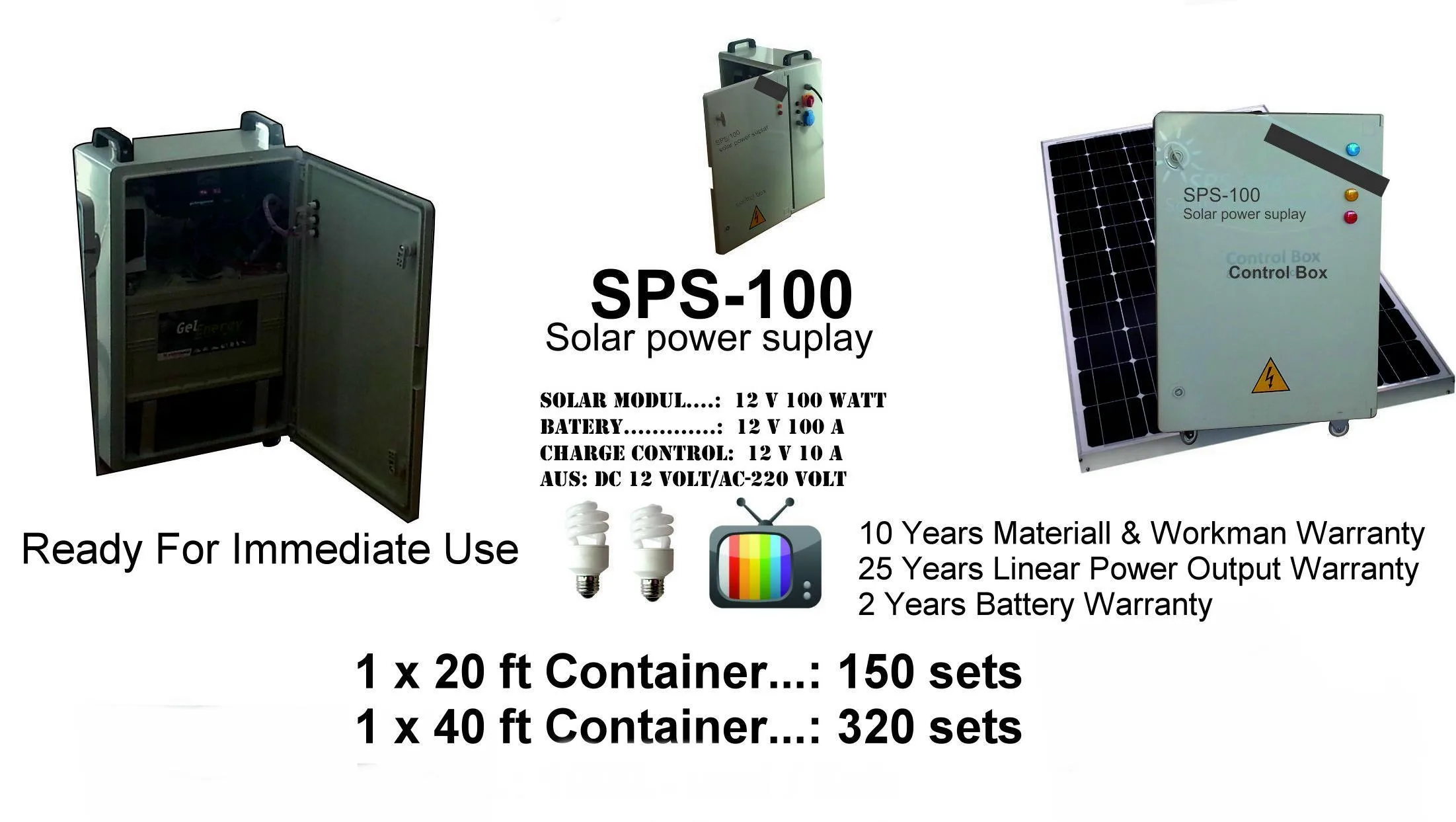 SPS-100 Standalone Solar Power Generator & Lighting Kit Model 2 — Solar Energy Systems, SPS Power Packs & Lighting | AFRIMEKS Foreign Trade
