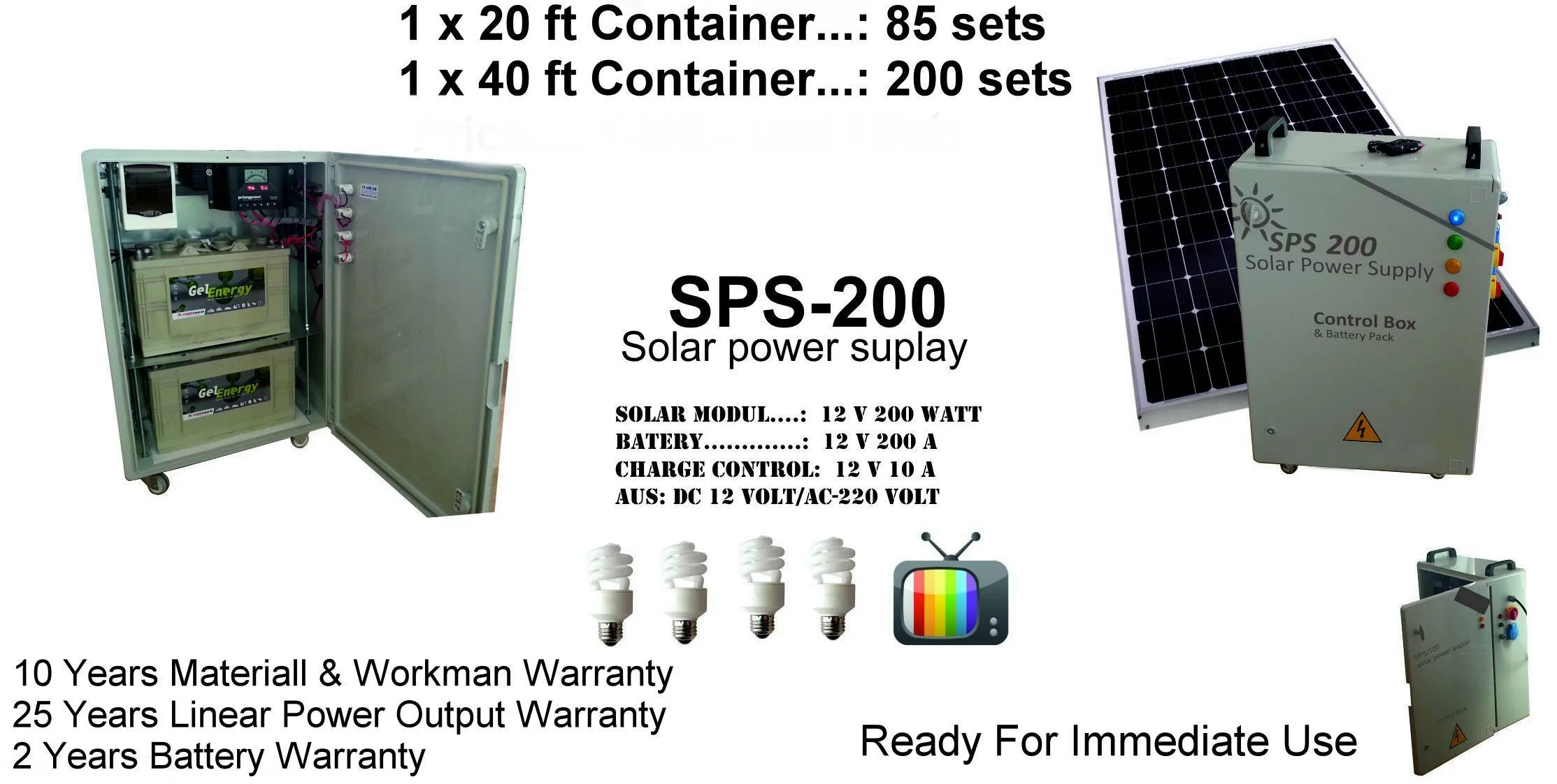 SPS-200 Standalone Solar Power Generator & Lighting Kit Model 9 — Solar Energy Systems, SPS Power Packs & Lighting | AFRIMEKS Foreign Trade